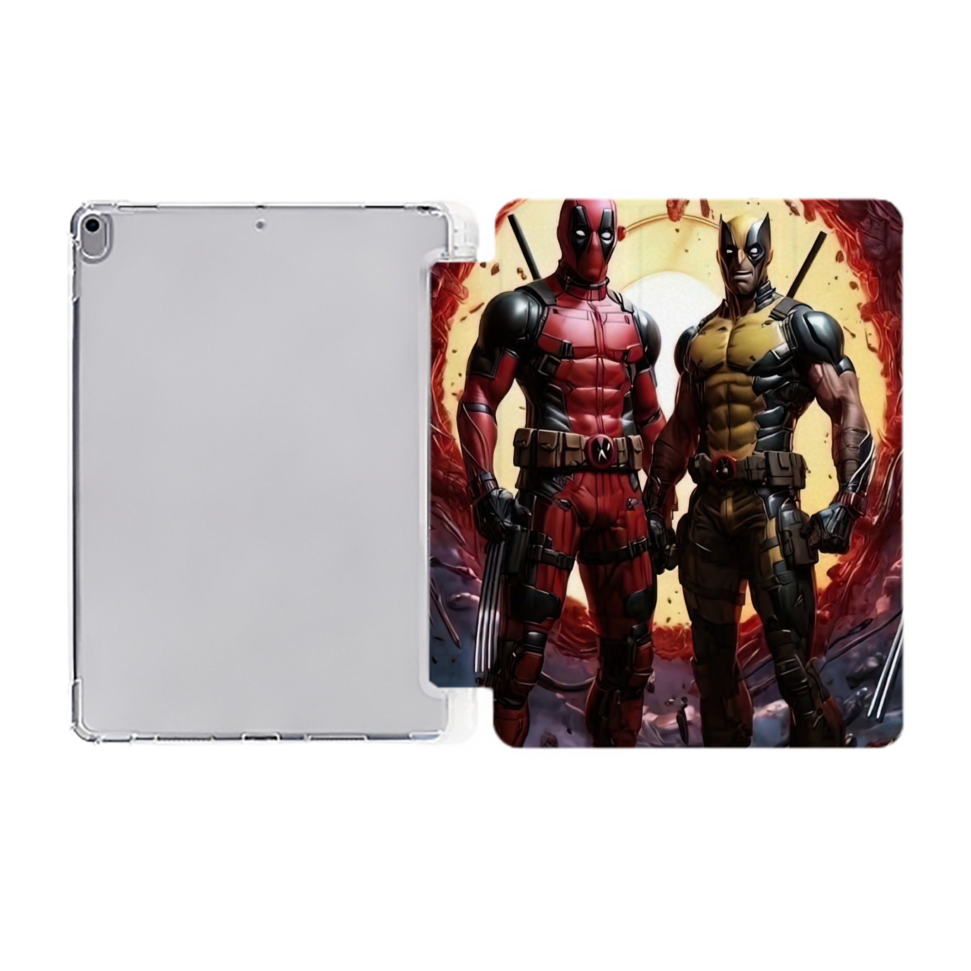 （画像用） Deadpool デッドプール IPad ケース ペン収納付き 三つ折りスタンド PUレザー×シリコン 対応機種9.5/10.5/10.9インチ